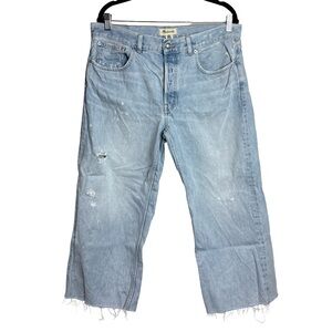 Madewell Low-Slung Baggy Crop Jeans – Light Wash Distressed Denim – Size 30P